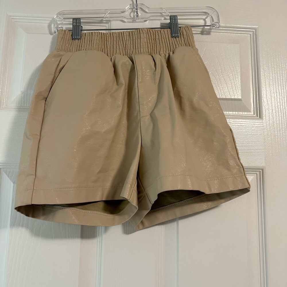 Princess Polly beige leather shorts